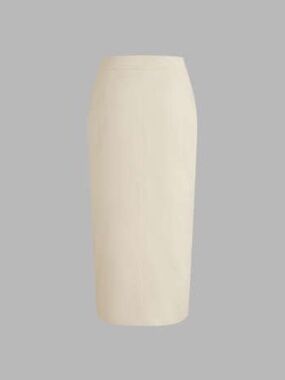 Cider Beige Linen-Blend Mid Rise Solid Zipper Maxi Skirt Size XL/10